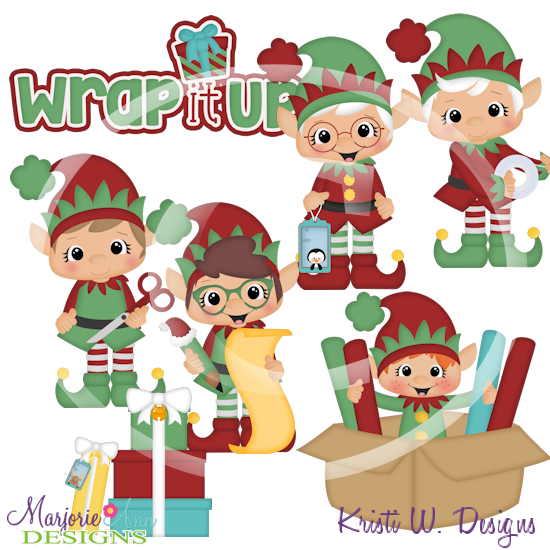 Jolly Wrapping Elves-Boys SVG Cutting Files Includes Clipart - Click Image to Close